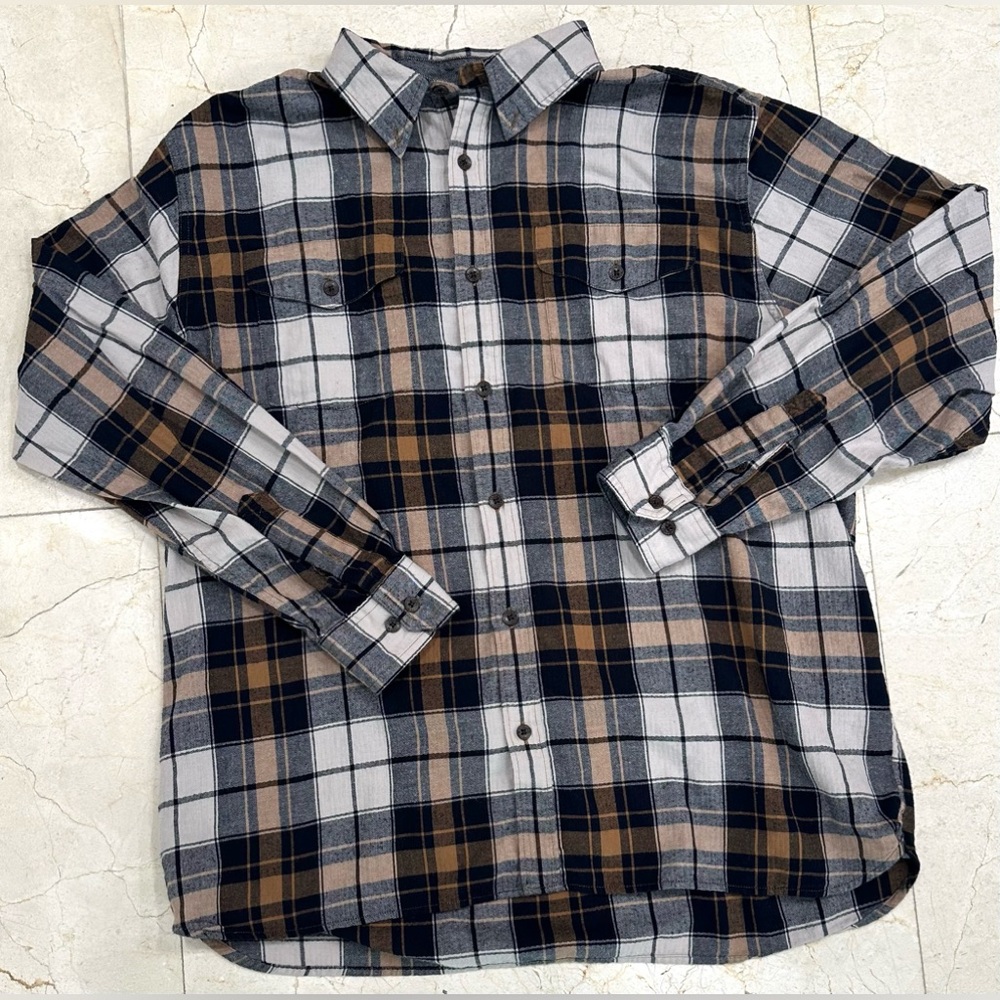 Woolrich Men’s Button Up Long SleeveShirt XL 100% Organic Cotton - Picture 1 of 4